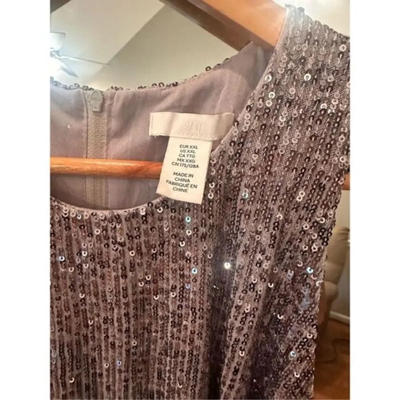 H&M Sequins Cropped Top Size XXXL‎ /3XLFray Silver - Picture 4 of 5